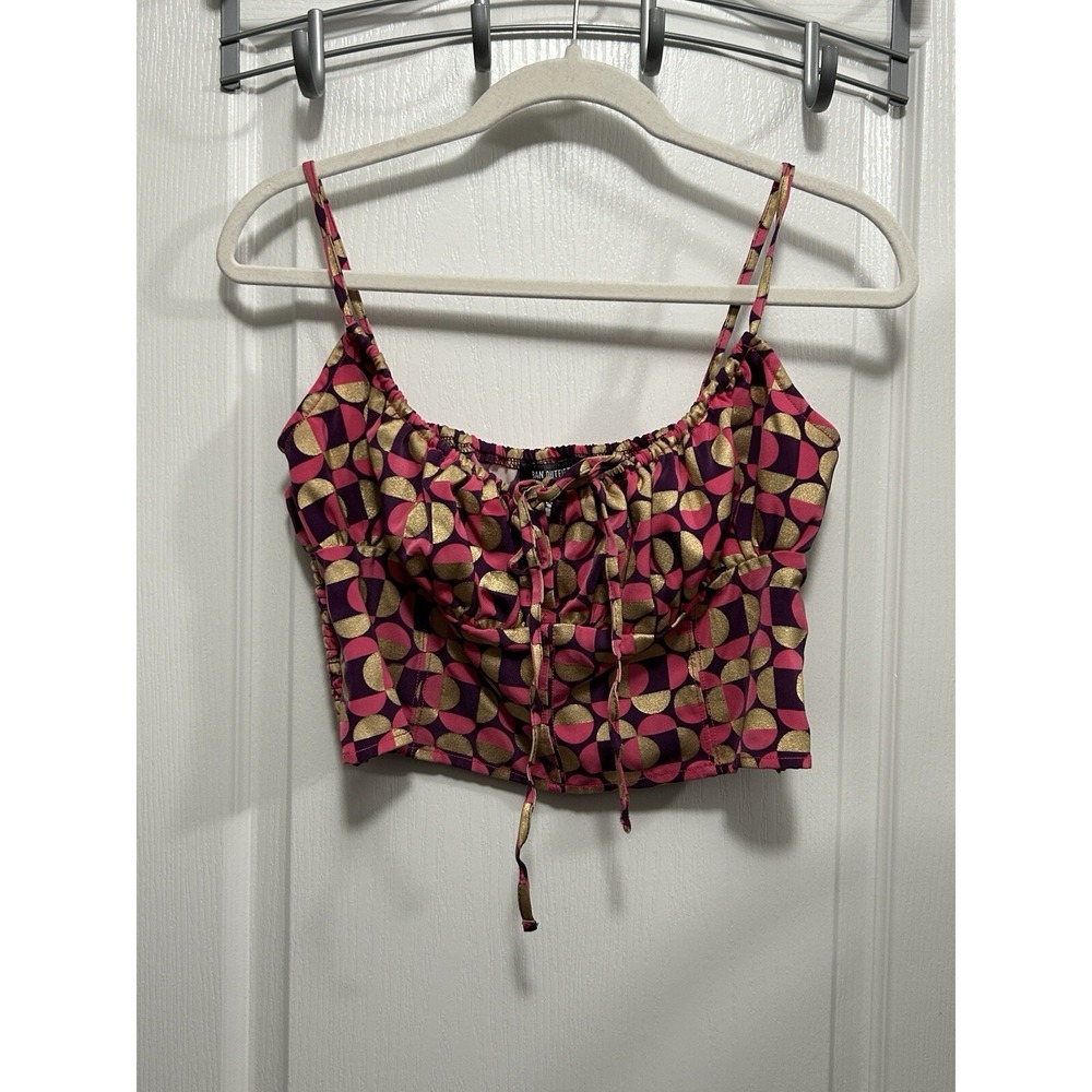 Urban Outfitters Madison Ruched Cami Top Womens XL Geometric Psychedelic 70s